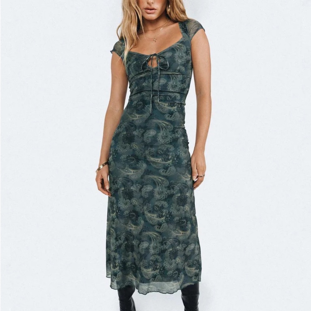 Princess Polly Elegant Green Patterned Dress